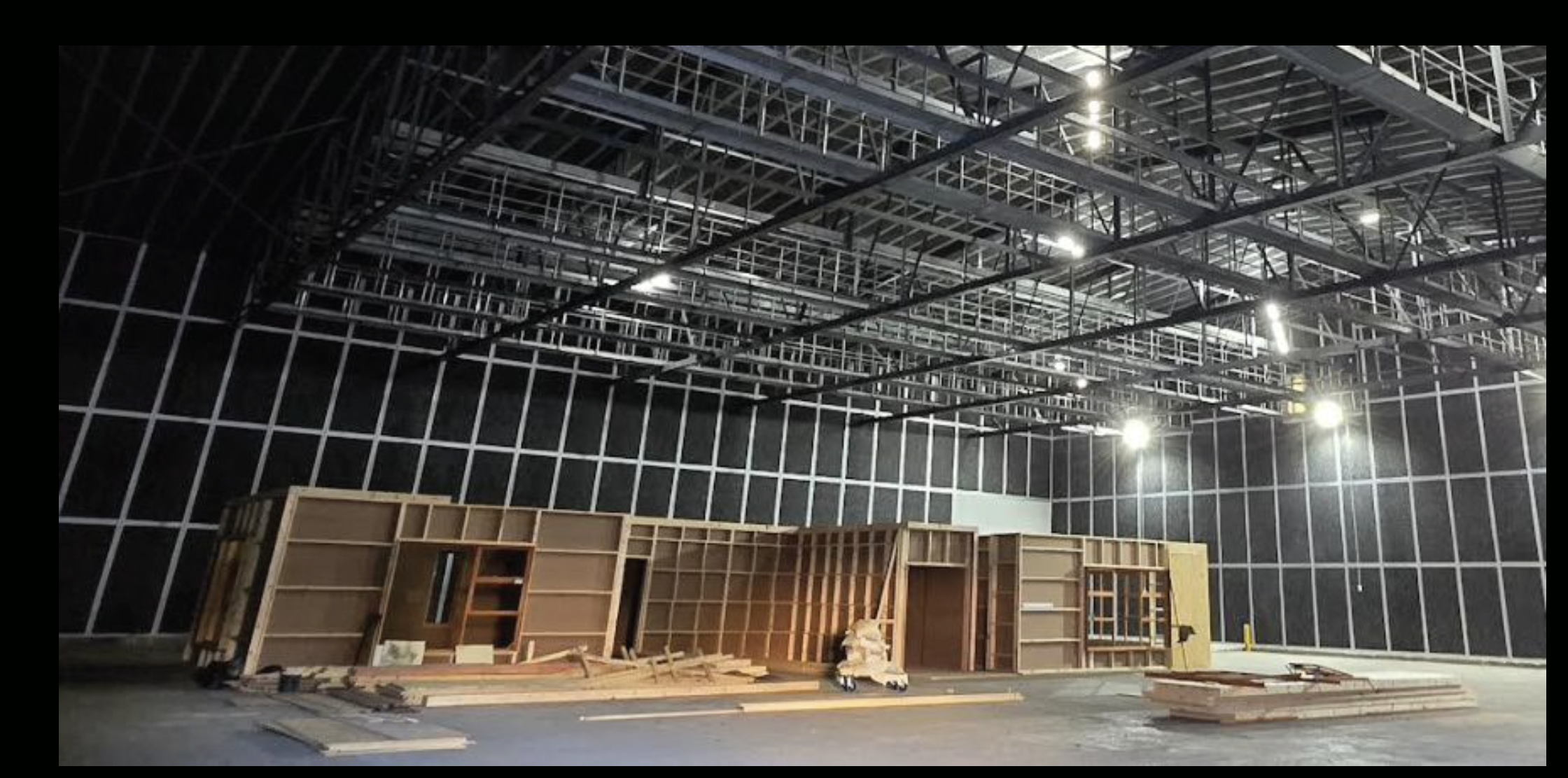 Set construction underway inside sound stage